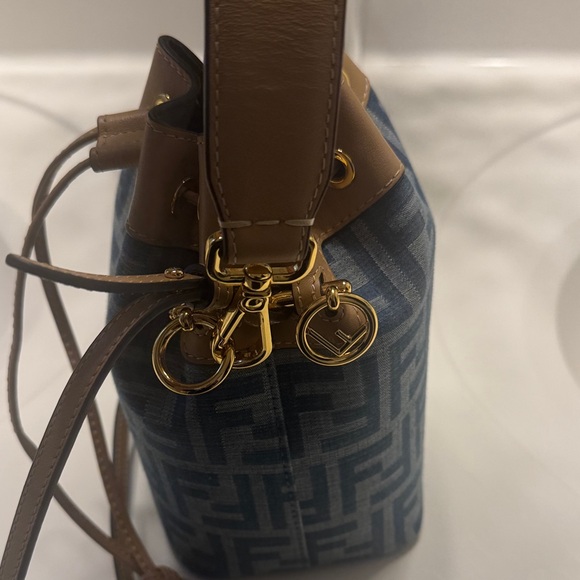 Fendi Blue and Tan Mini Bucket Bag - Picture 3 of 10